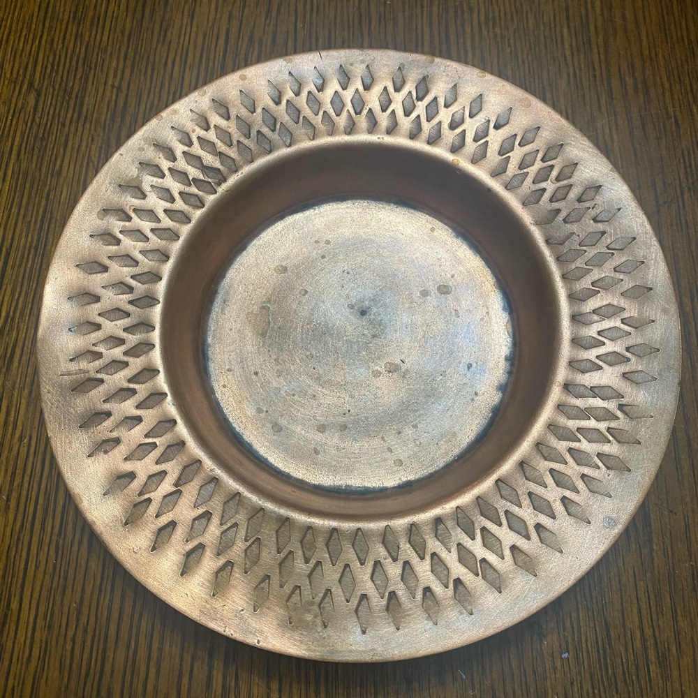 Mid-Century Modern Bronze Catchall Dish Dimmer Design Diamonds Vintage Retro